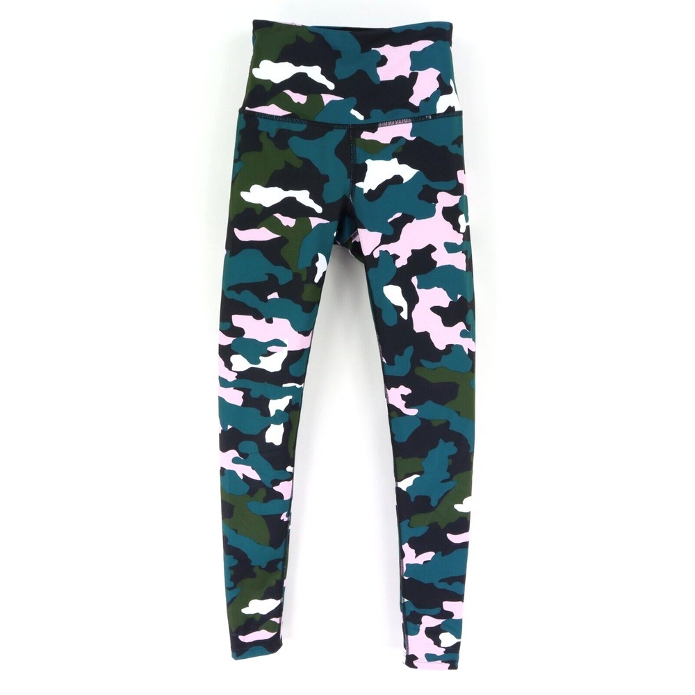 FILA‎ Sport Camo Leggings Mid Rise Womens Size XS Black Pink Green Camoflauge